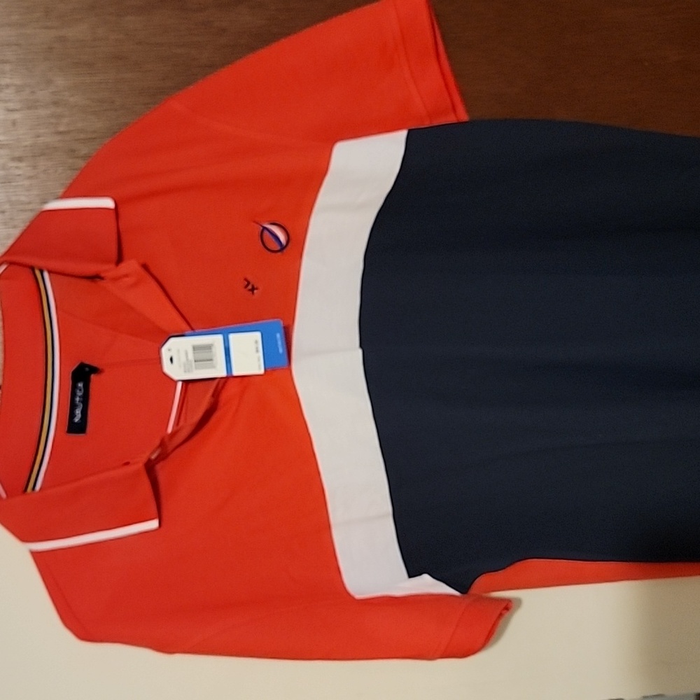 Men's Nautica Polo Shirt,  size XL,  colors Red, white and Blue..